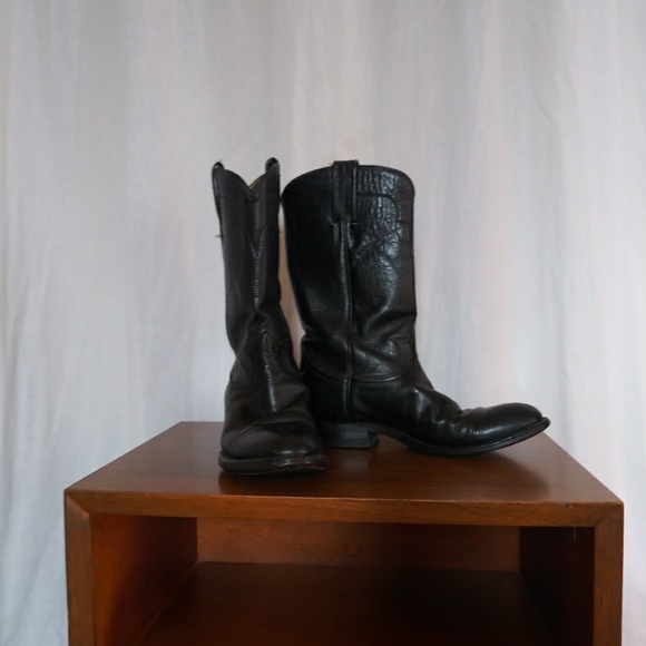 Black Tony Lama Cowboy Boots 5 1/2 - Picture 2 of 7